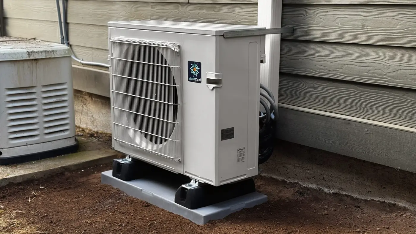 Ductless outdoor condenser unit installed by AeroCool HVAC